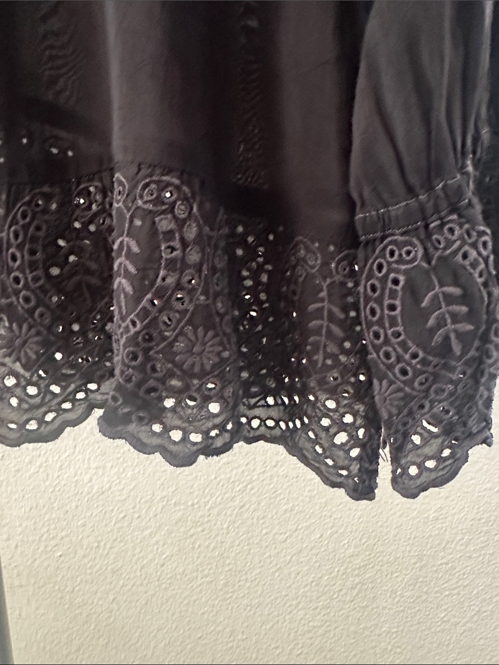 Johnny Was Katya Shirt Black Embroidery Crochet Flowers Flare Button Up sz Med - Picture 6 of 11